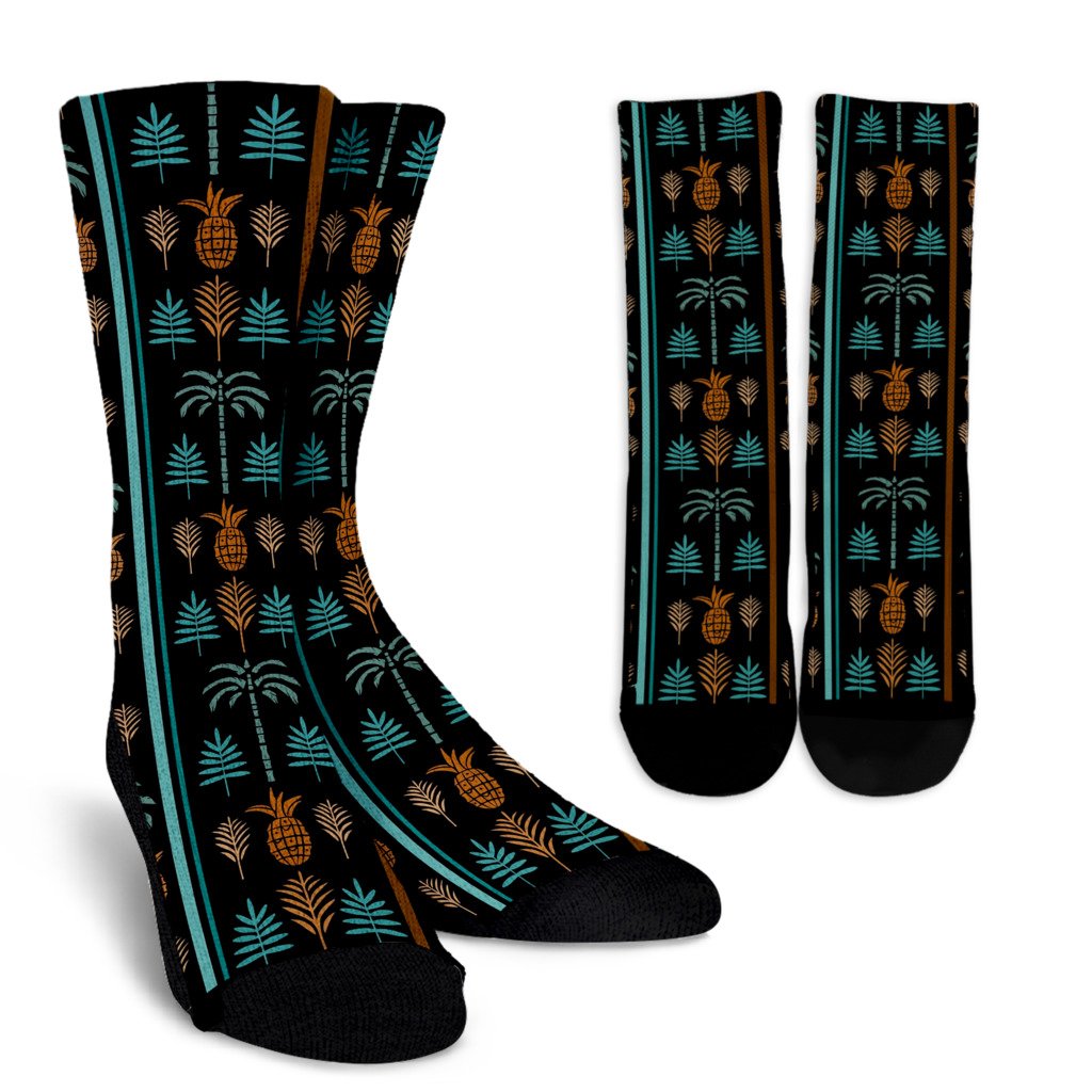 Hawaiian Themed Pattern Print Design H023 Crew Socks-JORJUNE.COM