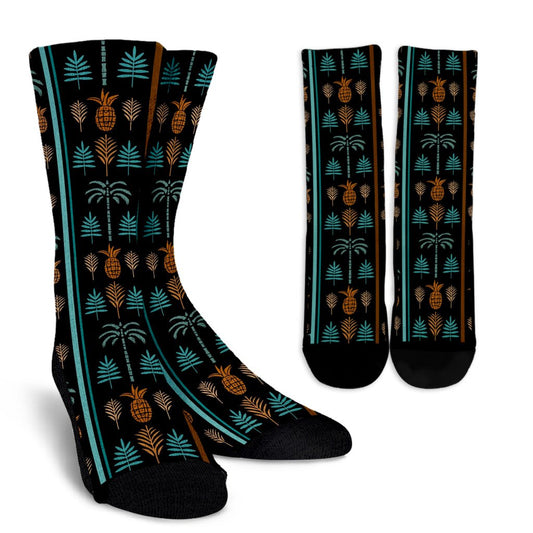 Hawaiian Themed Pattern Print Design H023 Crew Socks-JORJUNE.COM