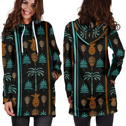 Hawaiian Themed Pattern Print Design H023 Women Hoodie Dress