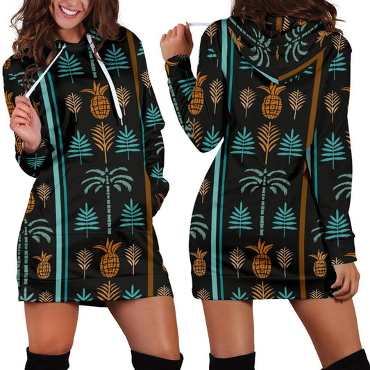 Hawaiian Themed Pattern Print Design H023 Women Hoodie Dress