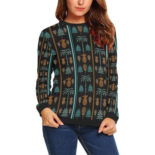 Hawaiian Themed Pattern Print Design H023 Women Long Sleeve Sweatshirt-JorJune