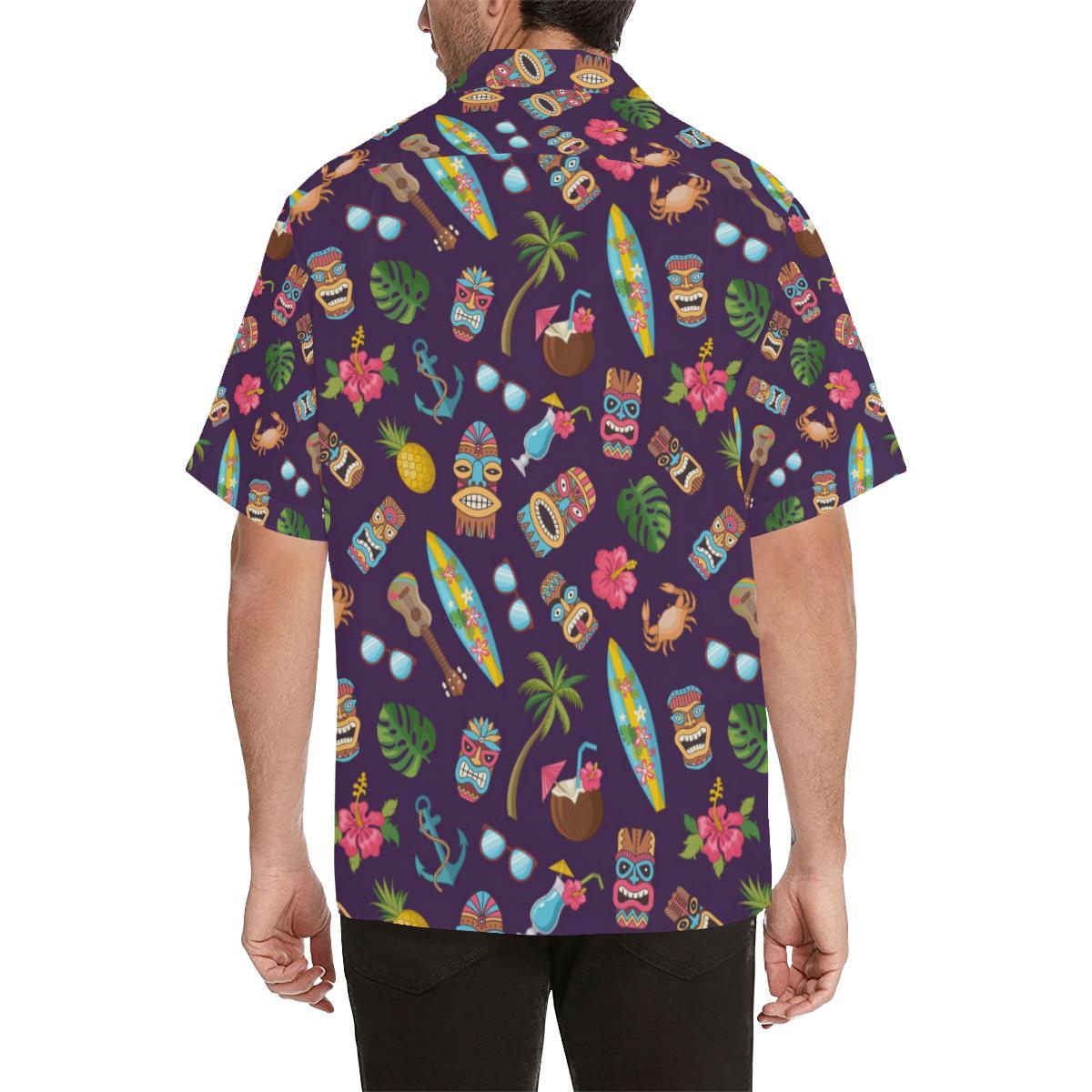 Hawaiian Themed Pattern Print Design H024 Men Hawaiian Shirt-JorJune