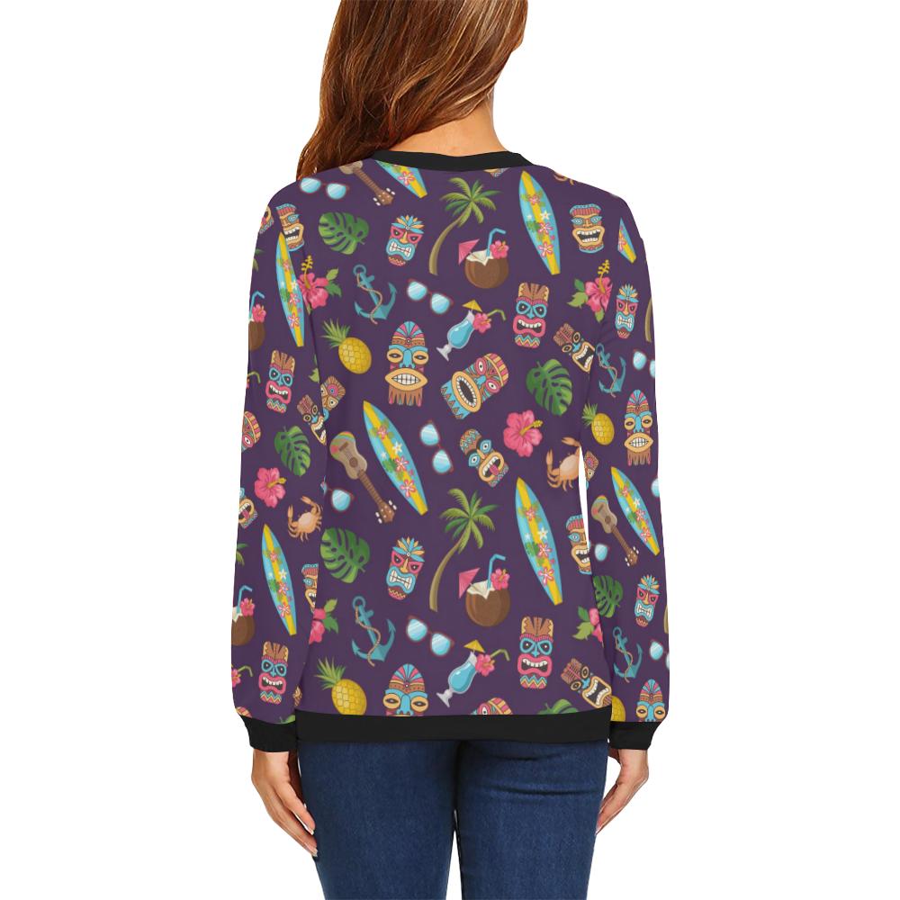 Hawaiian Themed Pattern Print Design H024 Women Long Sleeve Sweatshirt-JorJune