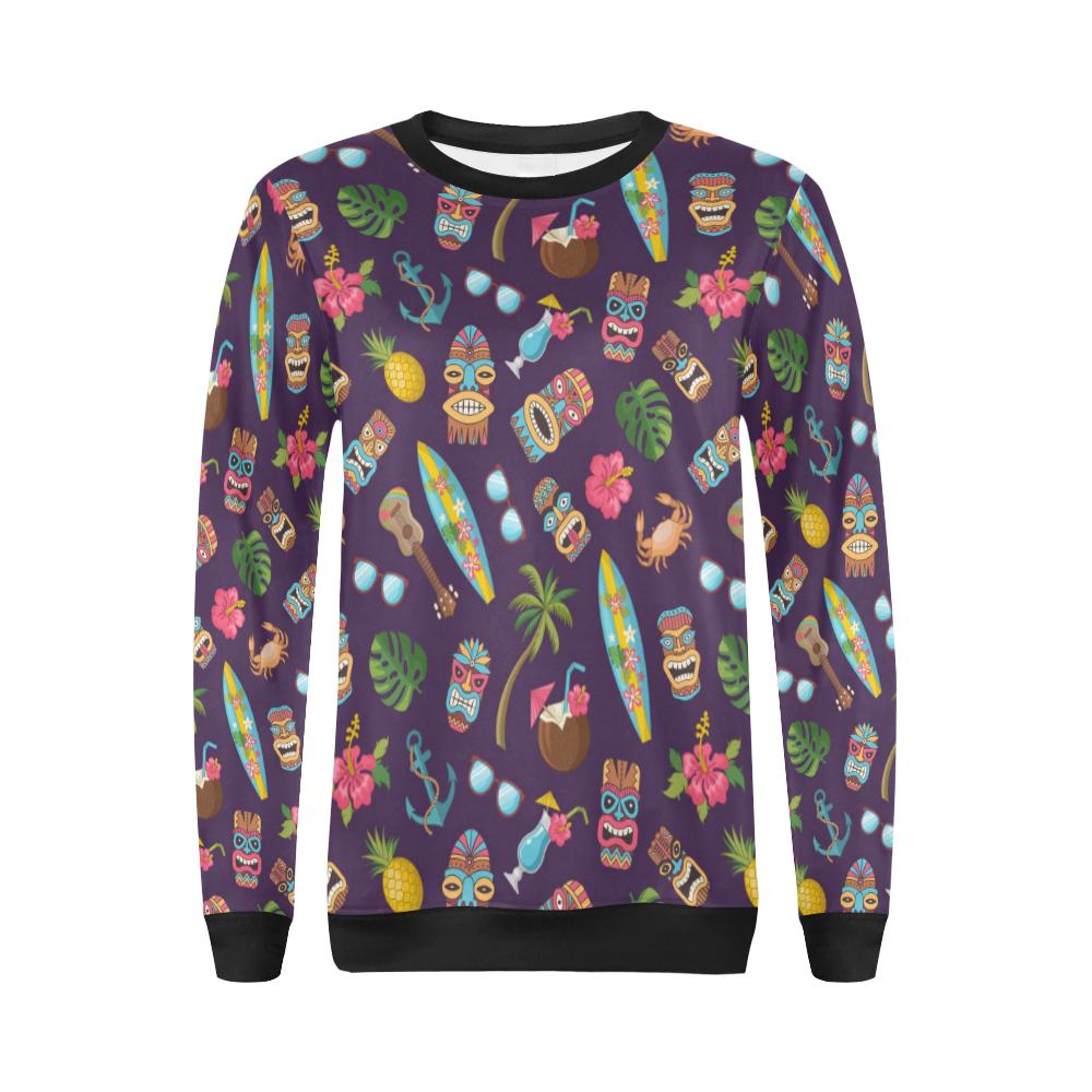 Hawaiian Themed Pattern Print Design H024 Women Long Sleeve Sweatshirt-JorJune