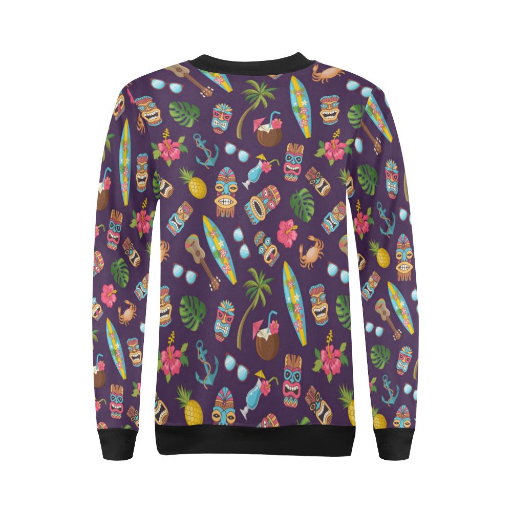 Hawaiian Themed Pattern Print Design H024 Women Long Sleeve Sweatshirt-JorJune