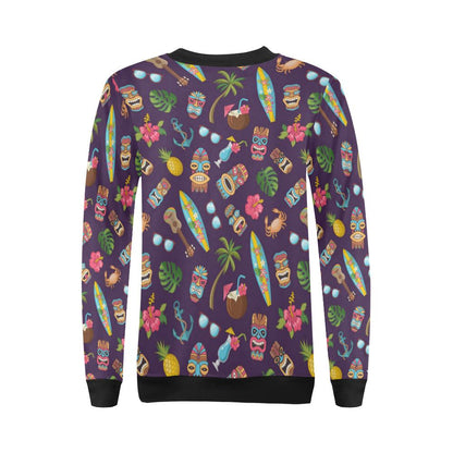 Hawaiian Themed Pattern Print Design H024 Women Long Sleeve Sweatshirt-JorJune