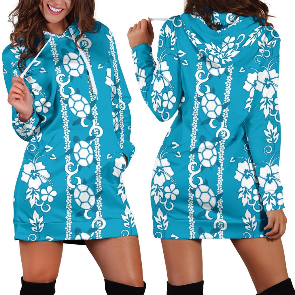Hawaiian Themed Pattern Print Design H025 Women Hoodie Dress