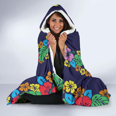 Hawaiian Themed Pattern Print Design H03 Hooded Blanket-JORJUNE.COM