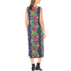 Hawaiian Themed Pattern Print Design H03 Sleeveless Open Fork Long Dress