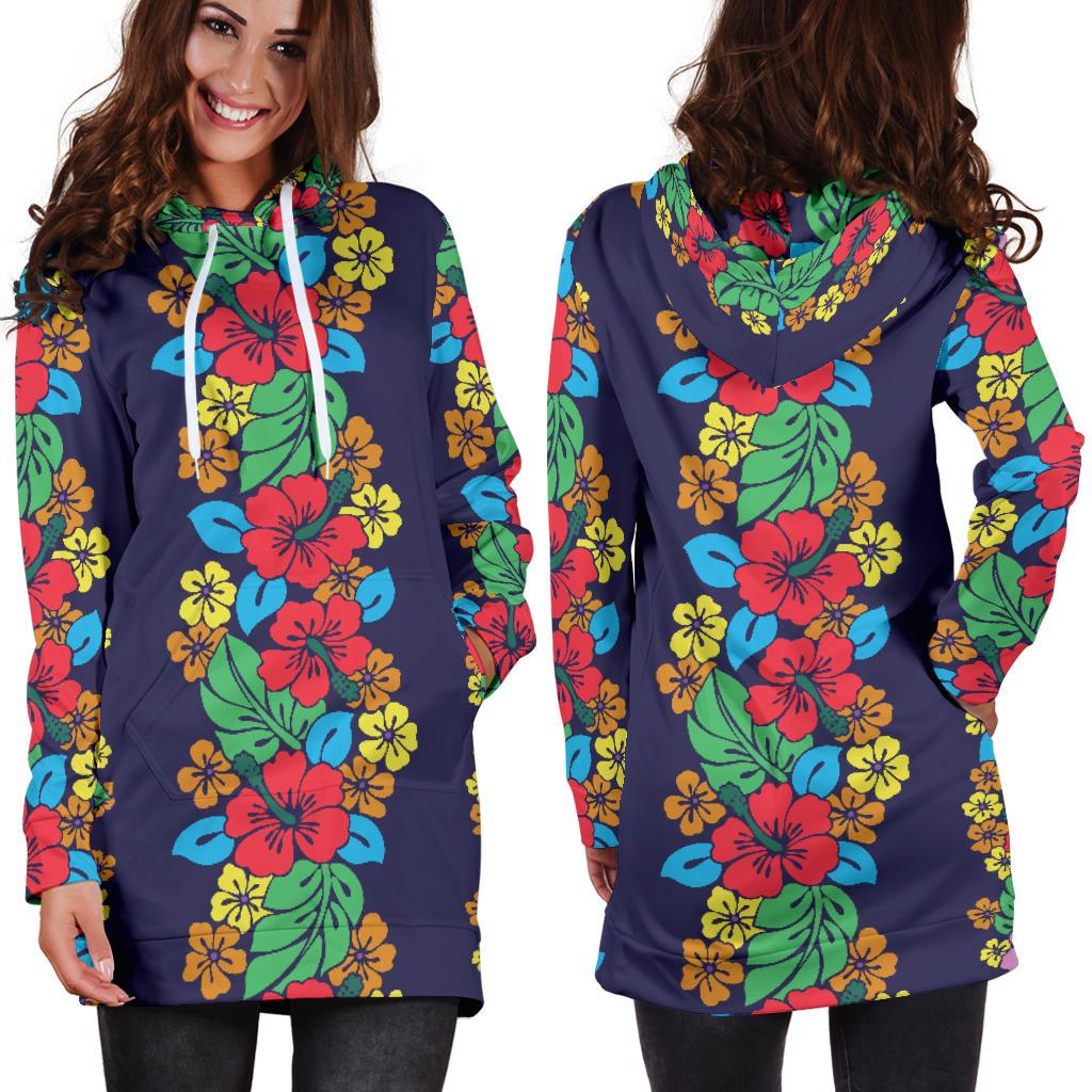 Hawaiian Themed Pattern Print Design H03 Women Hoodie Dress