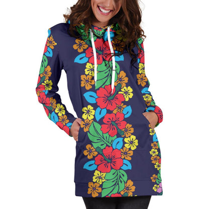 Hawaiian Themed Pattern Print Design H03 Women Hoodie Dress