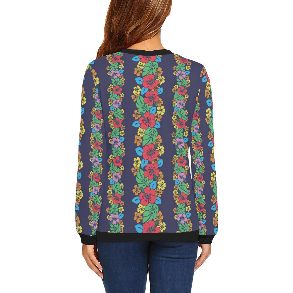 Hawaiian Themed Pattern Print Design H03 Women Long Sleeve Sweatshirt-JorJune