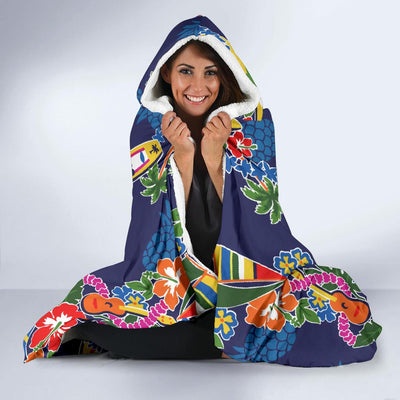 Hawaiian Themed Pattern Print Design H04 Hooded Blanket-JORJUNE.COM