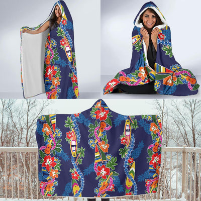 Hawaiian Themed Pattern Print Design H04 Hooded Blanket-JORJUNE.COM