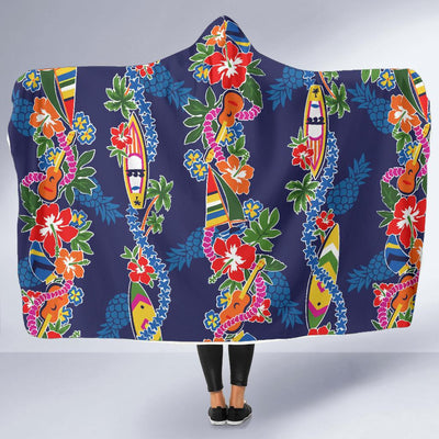 Hawaiian Themed Pattern Print Design H04 Hooded Blanket-JORJUNE.COM