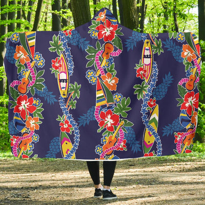 Hawaiian Themed Pattern Print Design H04 Hooded Blanket-JORJUNE.COM