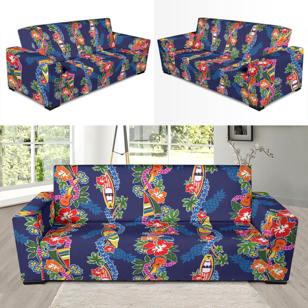 Hawaiian Themed Pattern Print Design H04 Sofa Slipcover-JORJUNE.COM
