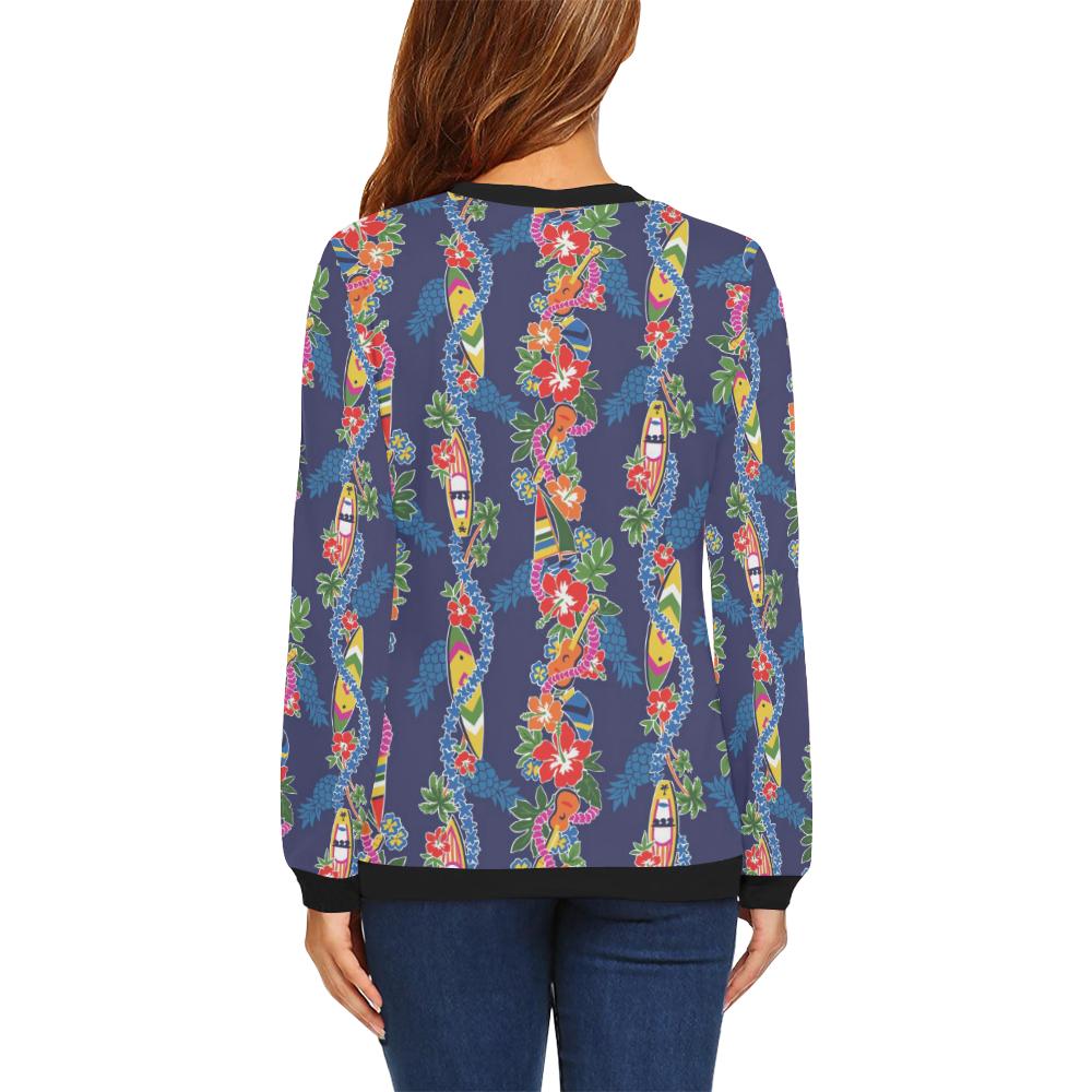 Hawaiian Themed Pattern Print Design H04 Women Long Sleeve Sweatshirt-JorJune