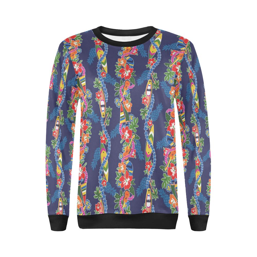 Hawaiian Themed Pattern Print Design H04 Women Long Sleeve Sweatshirt-JorJune
