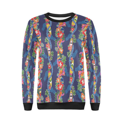 Hawaiian Themed Pattern Print Design H04 Women Long Sleeve Sweatshirt-JorJune