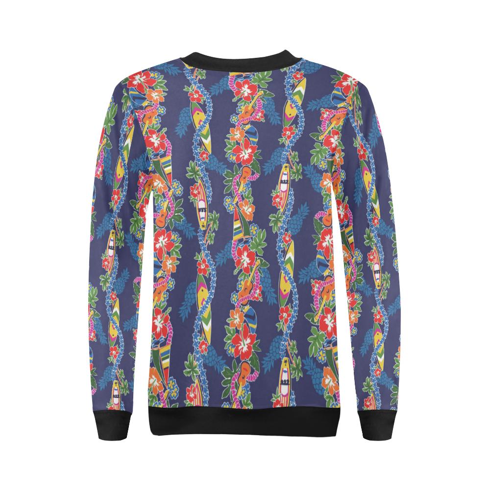 Hawaiian Themed Pattern Print Design H04 Women Long Sleeve Sweatshirt-JorJune