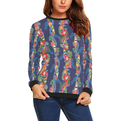 Hawaiian Themed Pattern Print Design H04 Women Long Sleeve Sweatshirt-JorJune