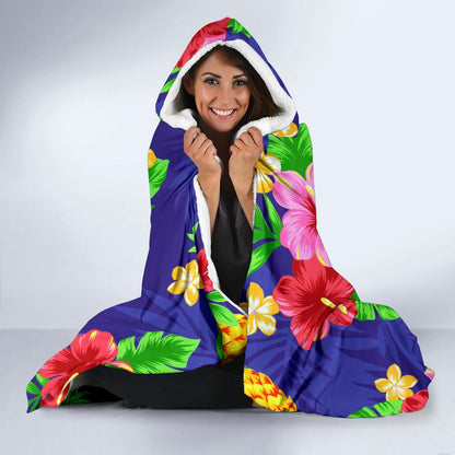 Hawaiian Themed Pattern Print Design H05 Hooded Blanket-JORJUNE.COM