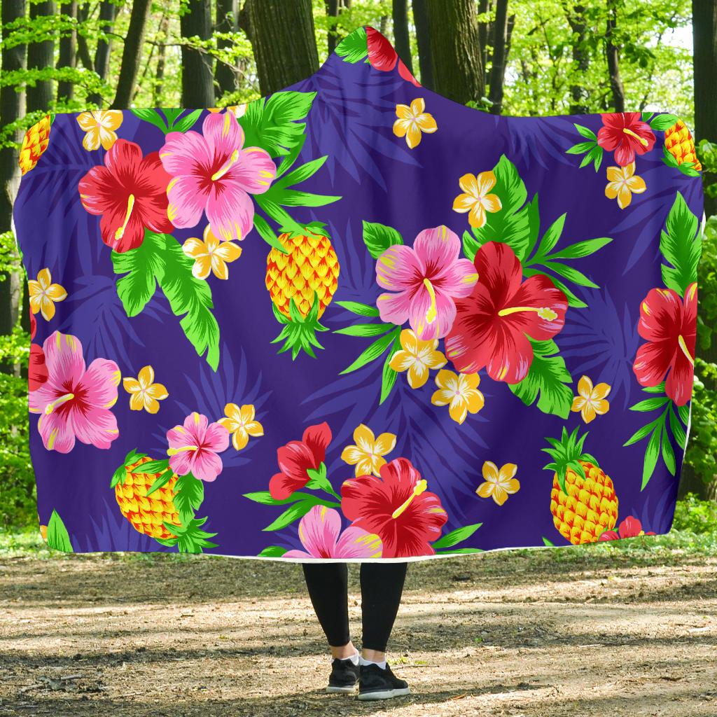 Hawaiian Themed Pattern Print Design H05 Hooded Blanket-JORJUNE.COM