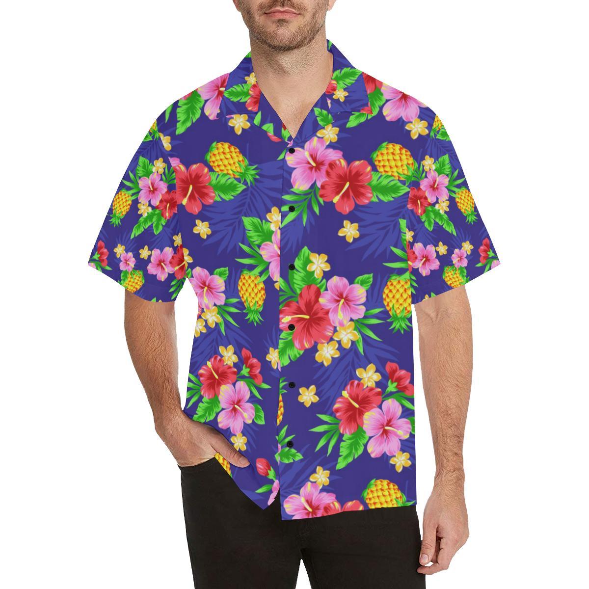 Hawaiian Themed Pattern Print Design H05 Men Hawaiian Shirt-JorJune