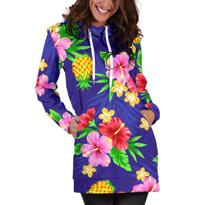 Hawaiian Themed Pattern Print Design H05 Women Hoodie Dress