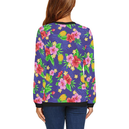 Hawaiian Themed Pattern Print Design H05 Women Long Sleeve Sweatshirt-JorJune