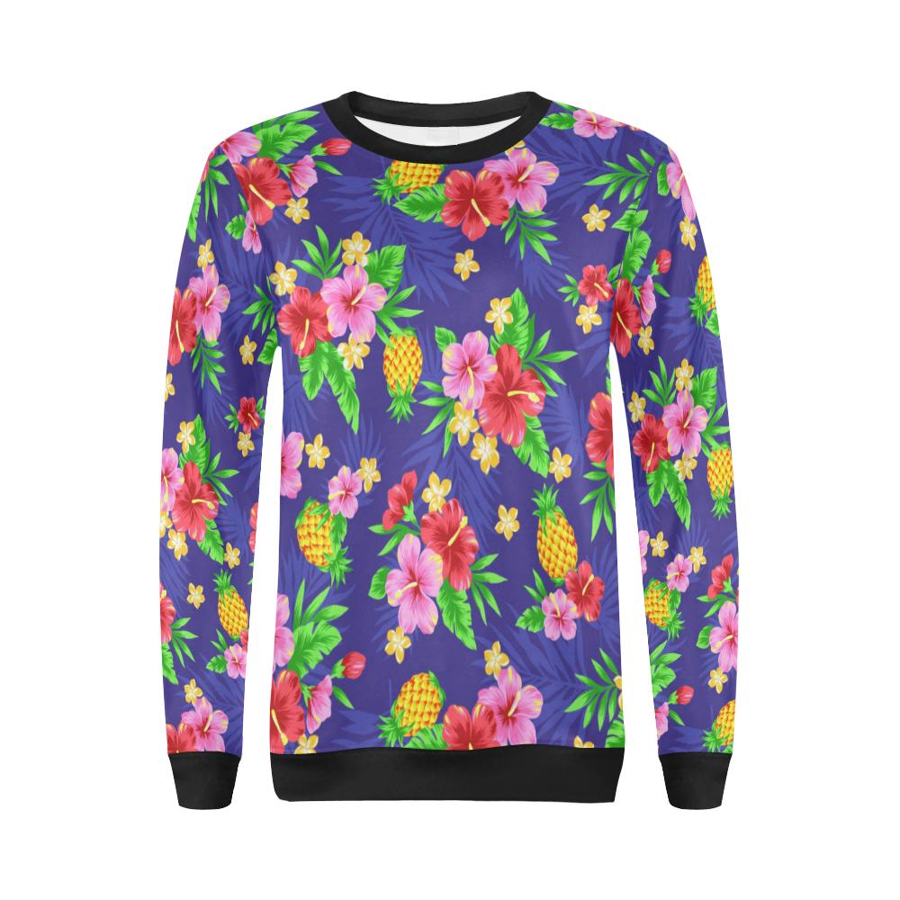 Hawaiian Themed Pattern Print Design H05 Women Long Sleeve Sweatshirt-JorJune