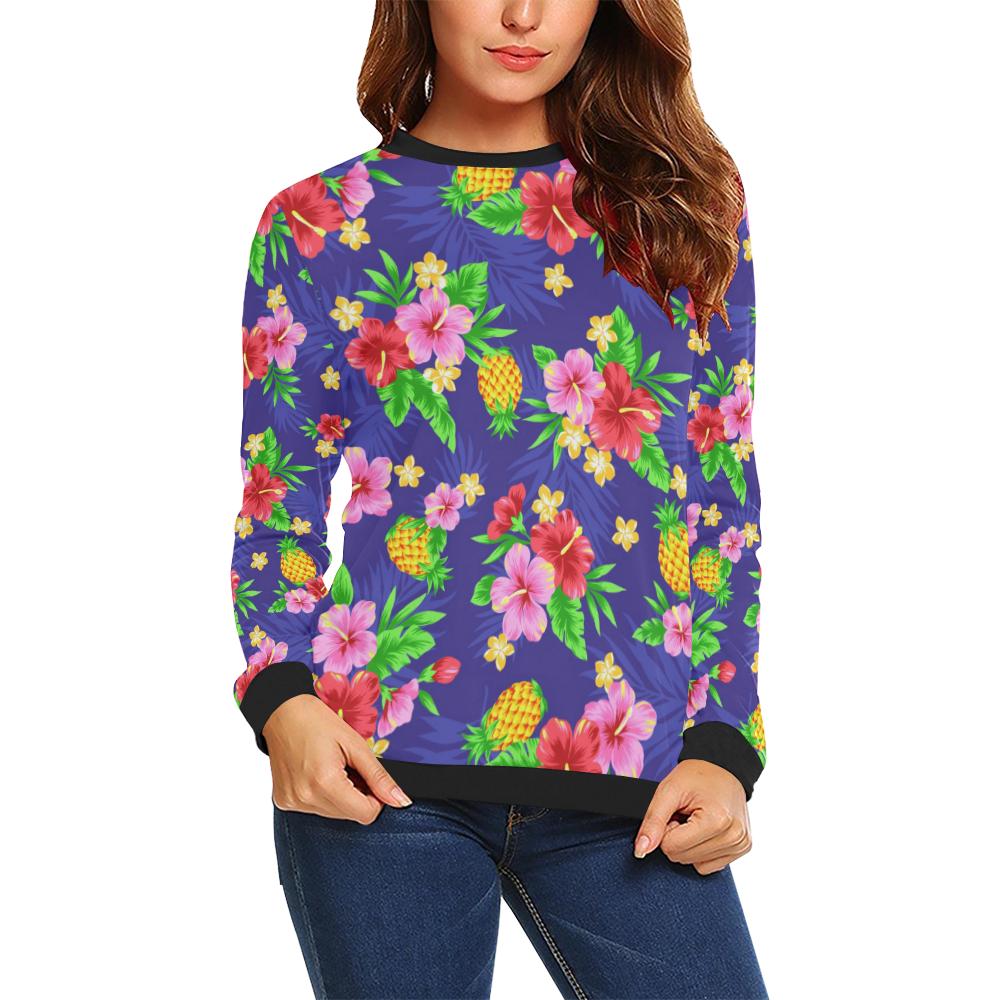 Hawaiian Themed Pattern Print Design H05 Women Long Sleeve Sweatshirt-JorJune