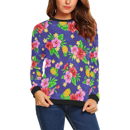 Hawaiian Themed Pattern Print Design H05 Women Long Sleeve Sweatshirt-JorJune