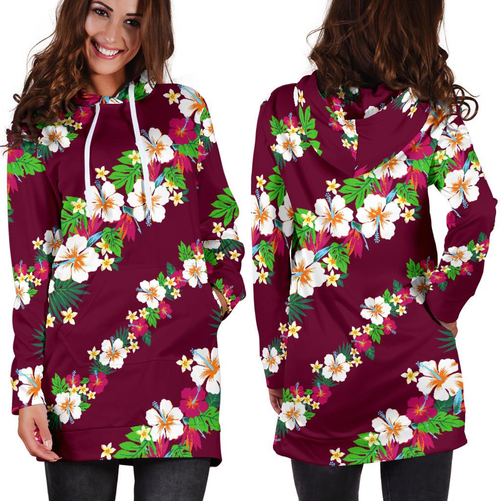 Hawaiian Themed Pattern Print Design H06 Women Hoodie Dress