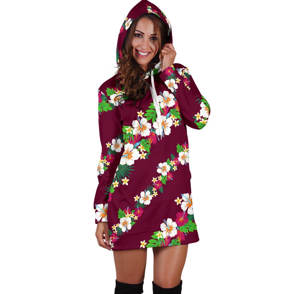 Hawaiian Themed Pattern Print Design H06 Women Hoodie Dress