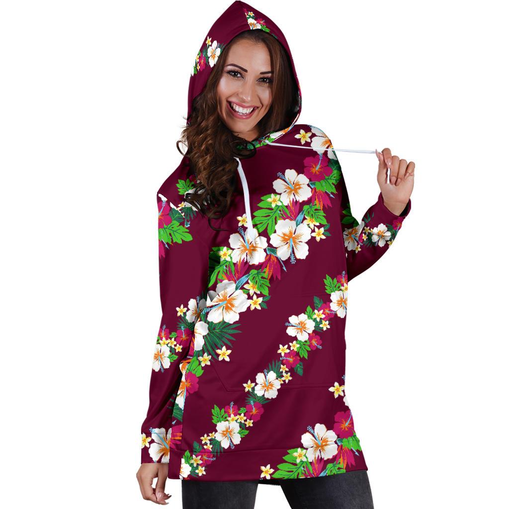 Hawaiian Themed Pattern Print Design H06 Women Hoodie Dress