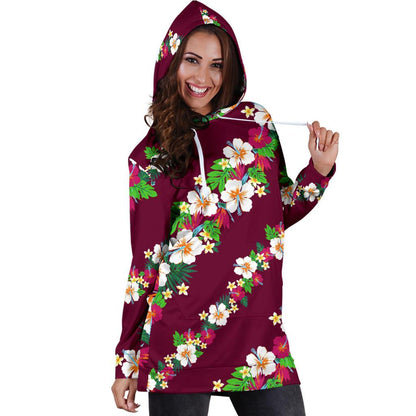 Hawaiian Themed Pattern Print Design H06 Women Hoodie Dress