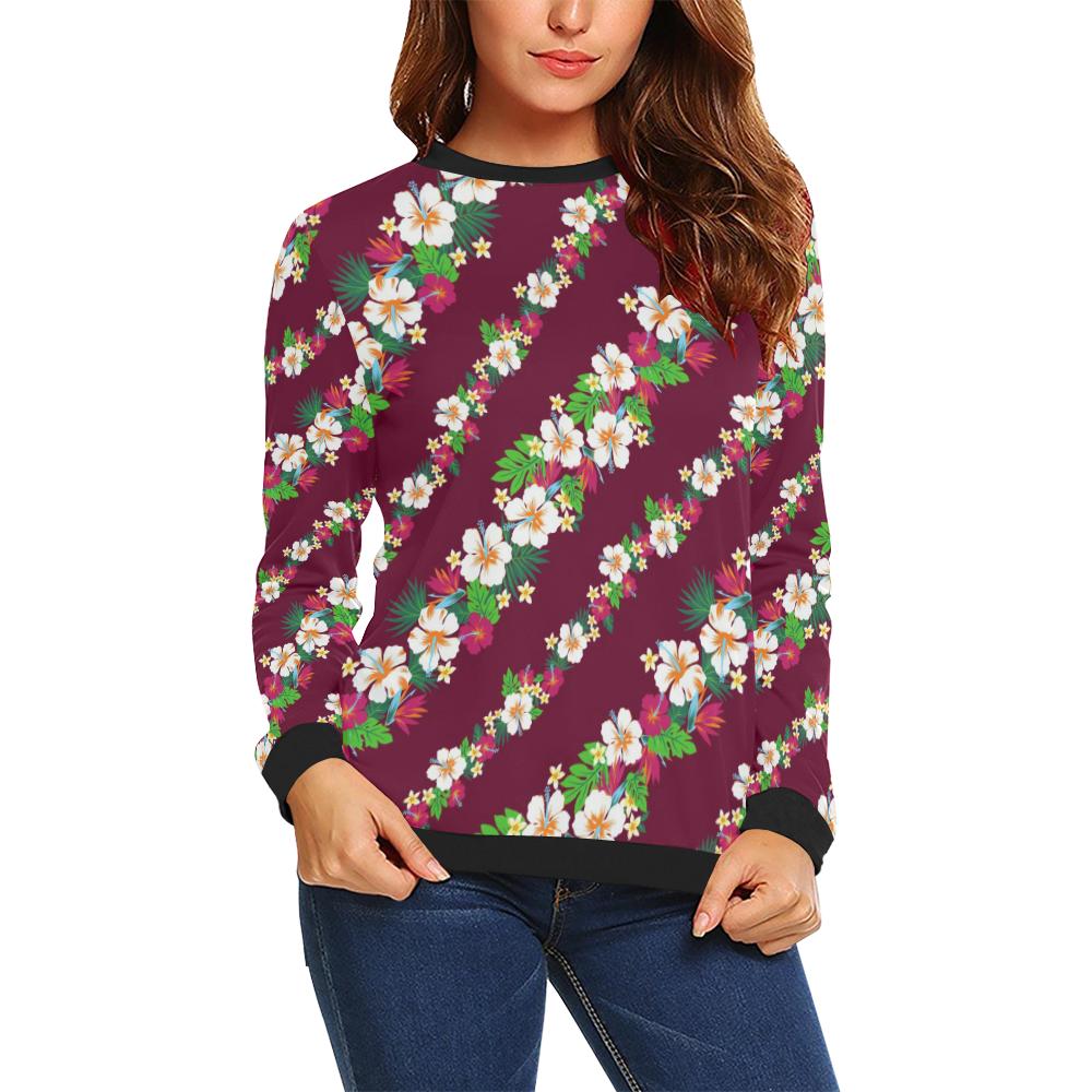 Hawaiian Themed Pattern Print Design H06 Women Long Sleeve Sweatshirt-JorJune