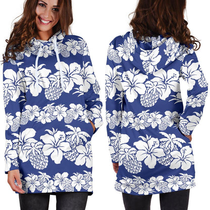 Hawaiian Themed Pattern Print Design H07 Women Hoodie Dress