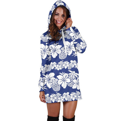 Hawaiian Themed Pattern Print Design H07 Women Hoodie Dress