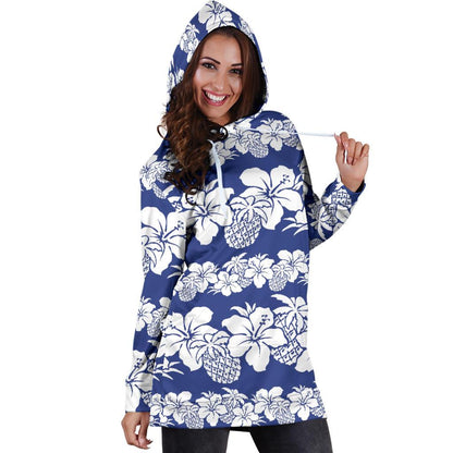Hawaiian Themed Pattern Print Design H07 Women Hoodie Dress