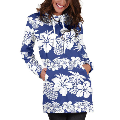 Hawaiian Themed Pattern Print Design H07 Women Hoodie Dress