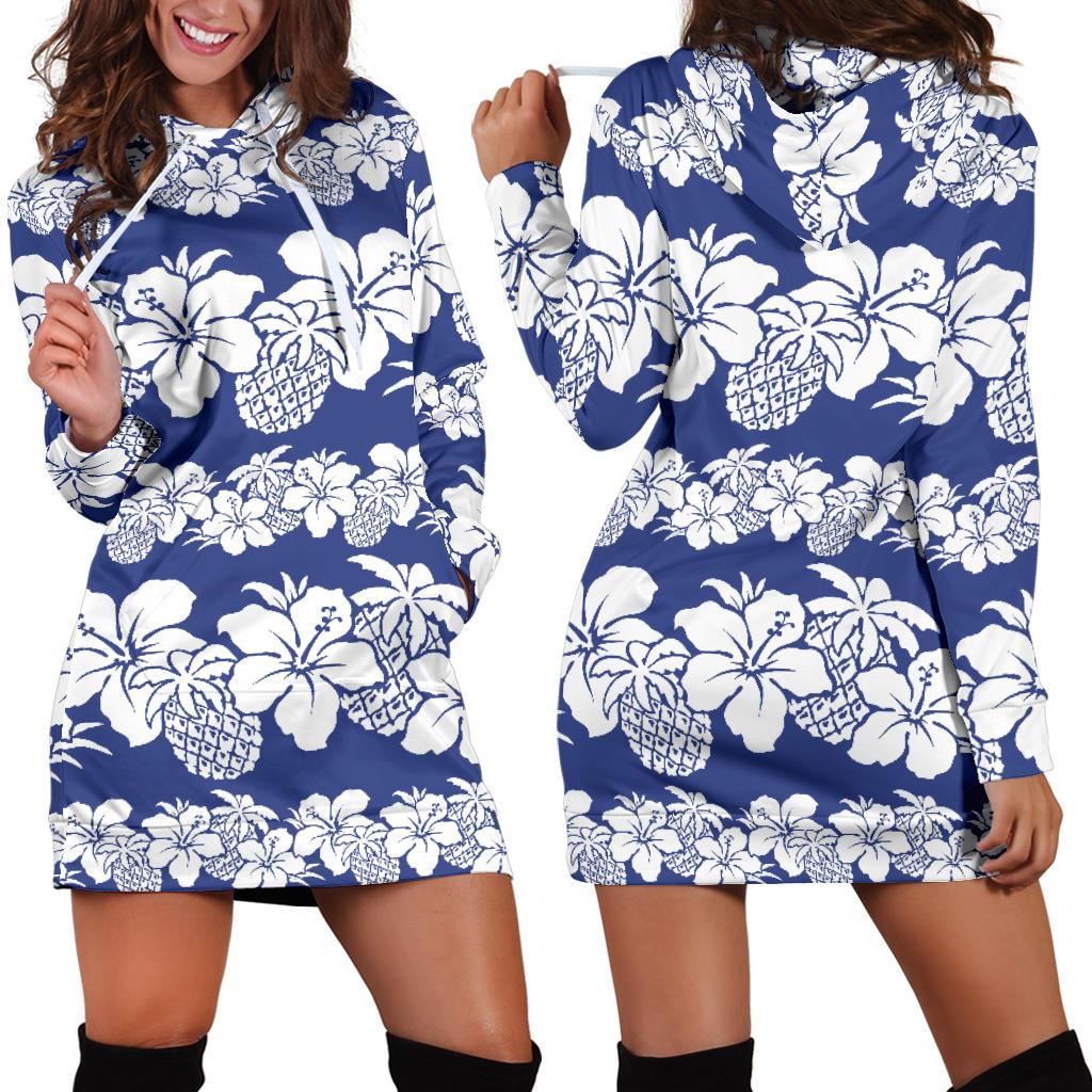 Hawaiian Themed Pattern Print Design H07 Women Hoodie Dress