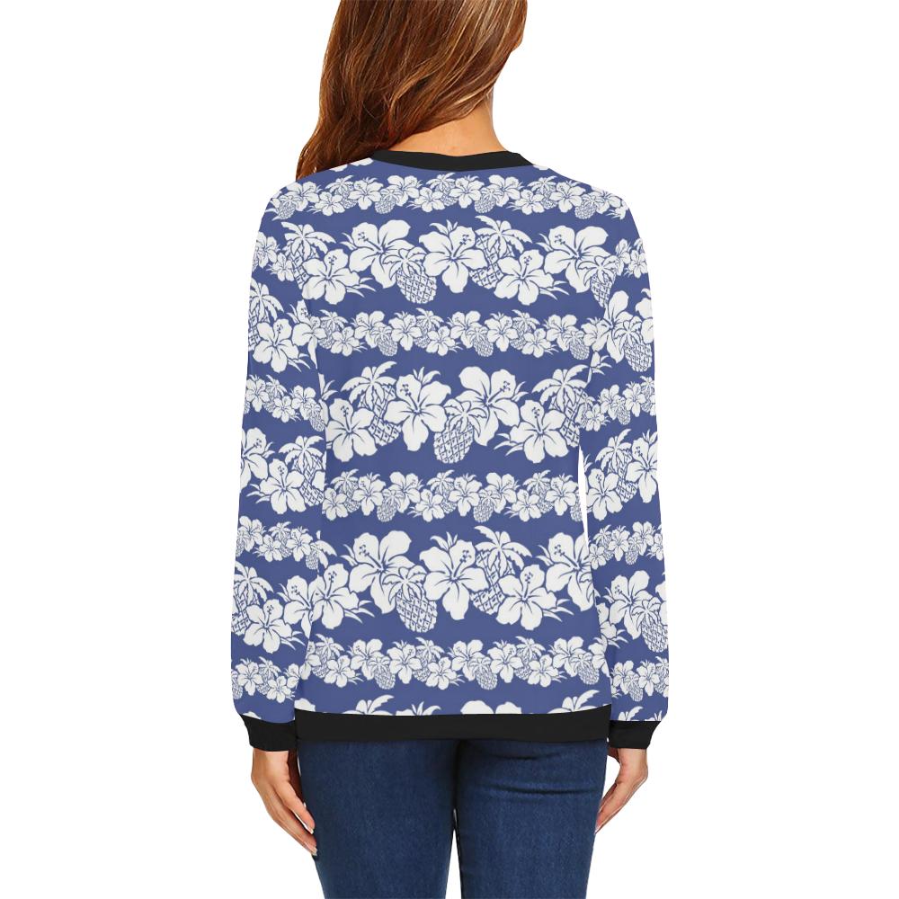 Hawaiian Themed Pattern Print Design H07 Women Long Sleeve Sweatshirt-JorJune