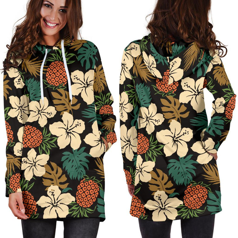 Hawaiian Themed Pattern Print Design H08 Women Hoodie Dress