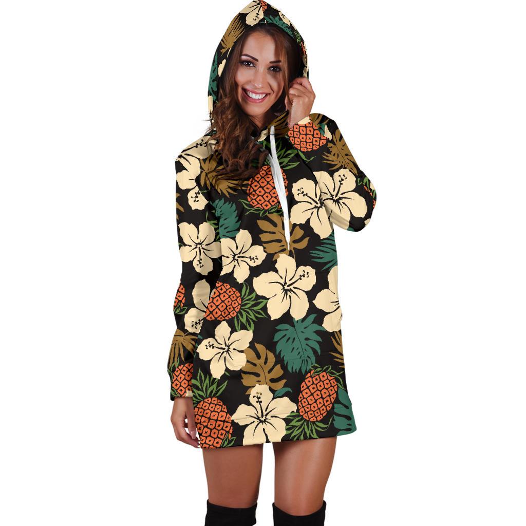 Hawaiian Themed Pattern Print Design H08 Women Hoodie Dress