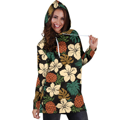 Hawaiian Themed Pattern Print Design H08 Women Hoodie Dress
