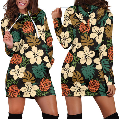 Hawaiian Themed Pattern Print Design H08 Women Hoodie Dress