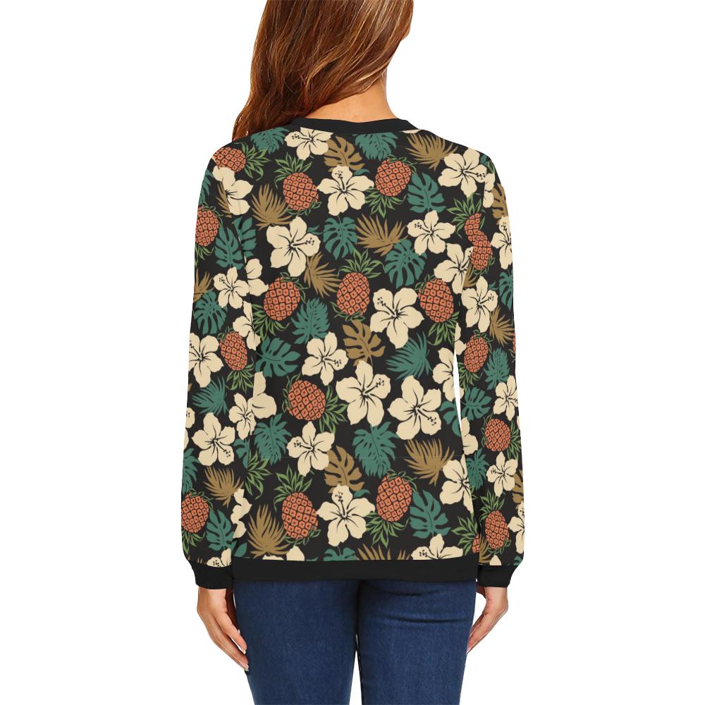 Hawaiian Themed Pattern Print Design H08 Women Long Sleeve Sweatshirt-JorJune